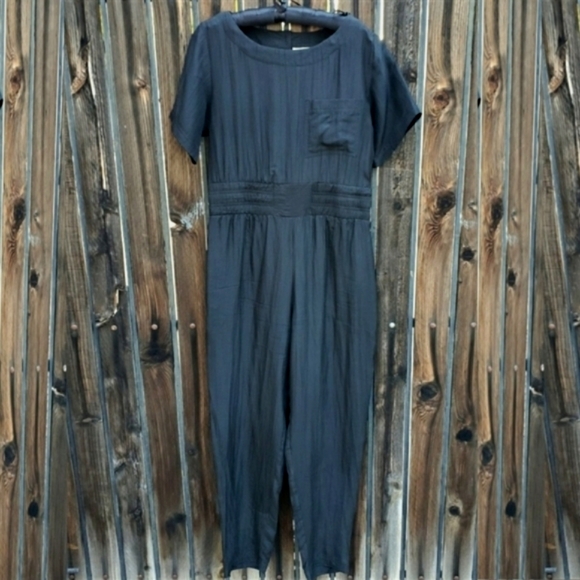 VINTAGE 80s TOO HOT BRAZIL Black Silk One Piece Jumpsuit S Retro Minimalist - Picture 10 of 11